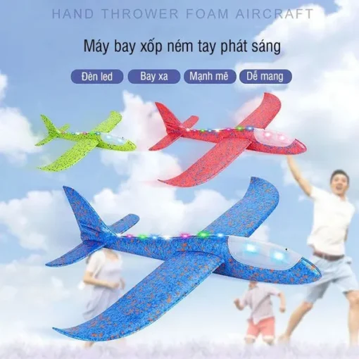 Máy bay xốp ném tay có đèn Led - đồ chơi - đồ chơi trẻ em